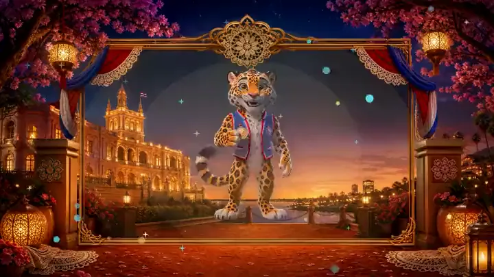 Mascote Jaguaretê apresentando Fortune Guarani